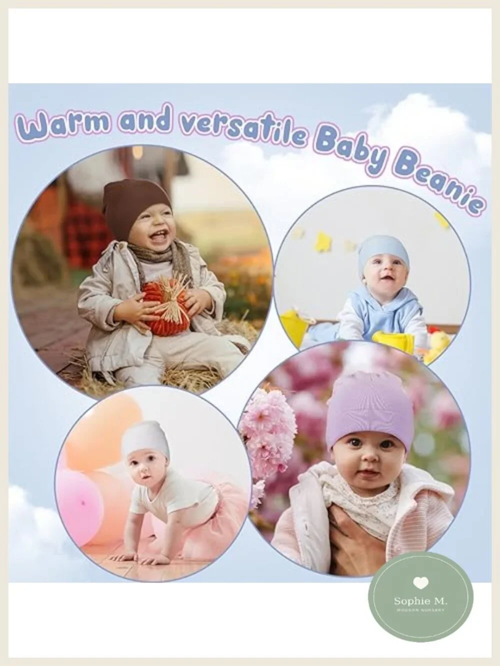 Unisex Baby Beanies Soft Cotton Stretch Knit Hats for Infants Toddlers
